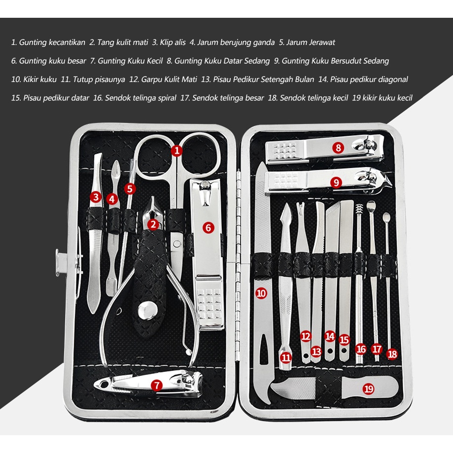 Gunting Kuku Set 19 in 1/4 in 1 Manicure Set 19 in 1 Perawatan Kuku  Pedicure Set Perlengkapan Gunting Kuku Set