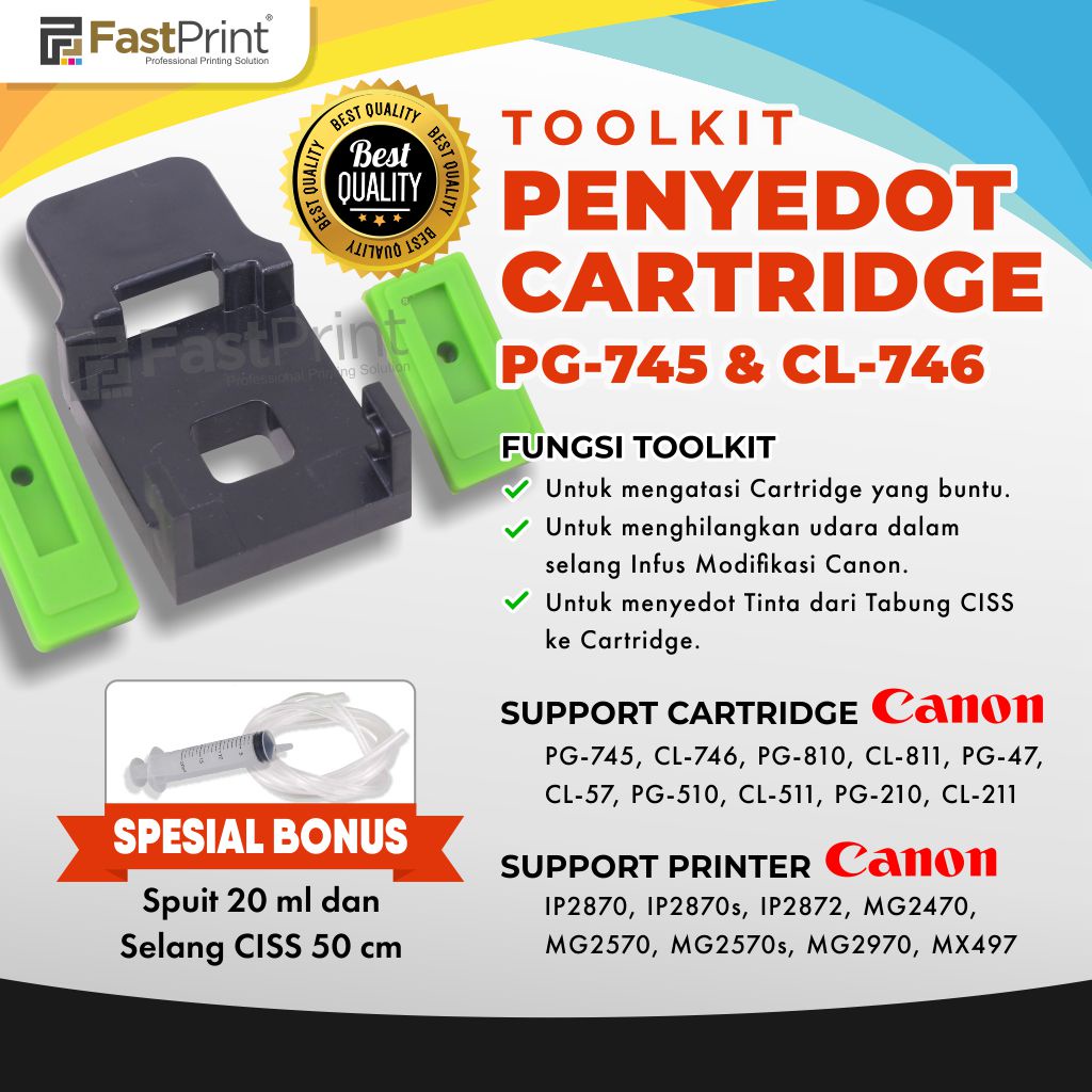 Toolkit Penyedot Tinta Cartrdige Canon PG745 C 746 PG810 CL811 BONUS AKSESORIS