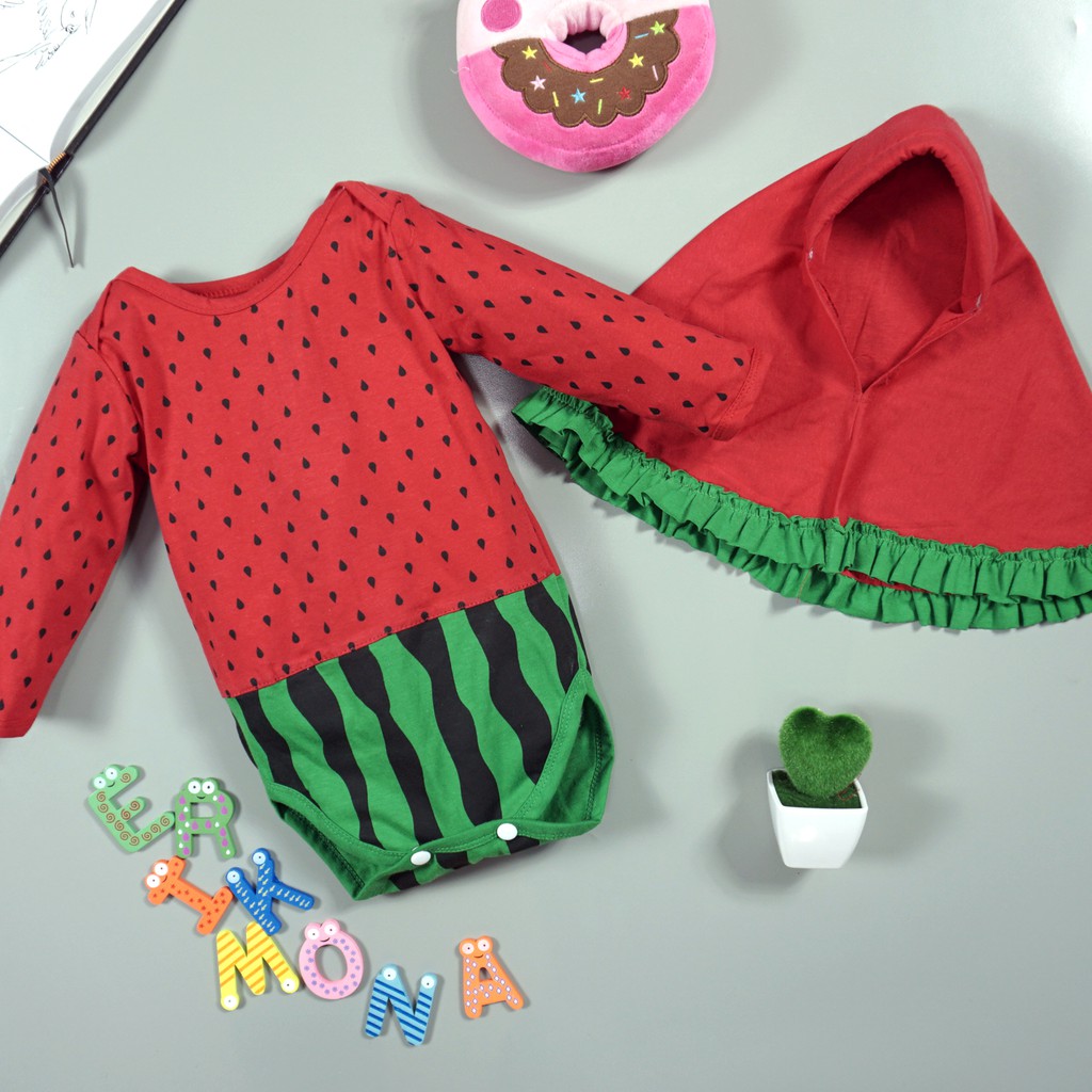 baju bayi jumper bayi baju anak hijab muslim motif buah nanas semangka strawberry