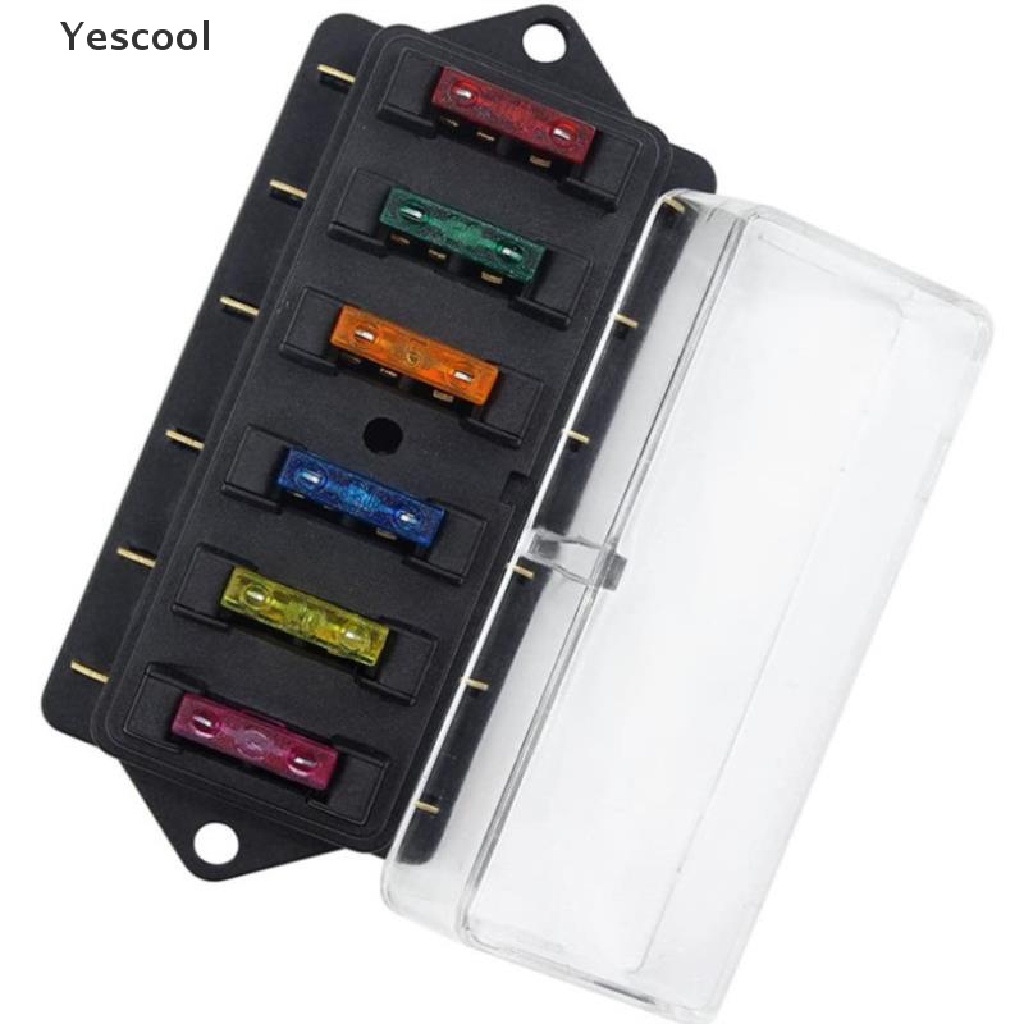 Yescool Kotak Holder Sekring Gepeng Standar ATO 6 Arah DC 12V / 24V Untuk Mobil