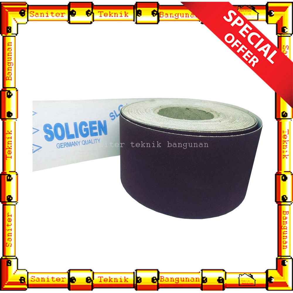 Amplas Roll 4 Inch 50 Meter Grit 60 80 100 120 180 220 240 320 360 400 Soligen