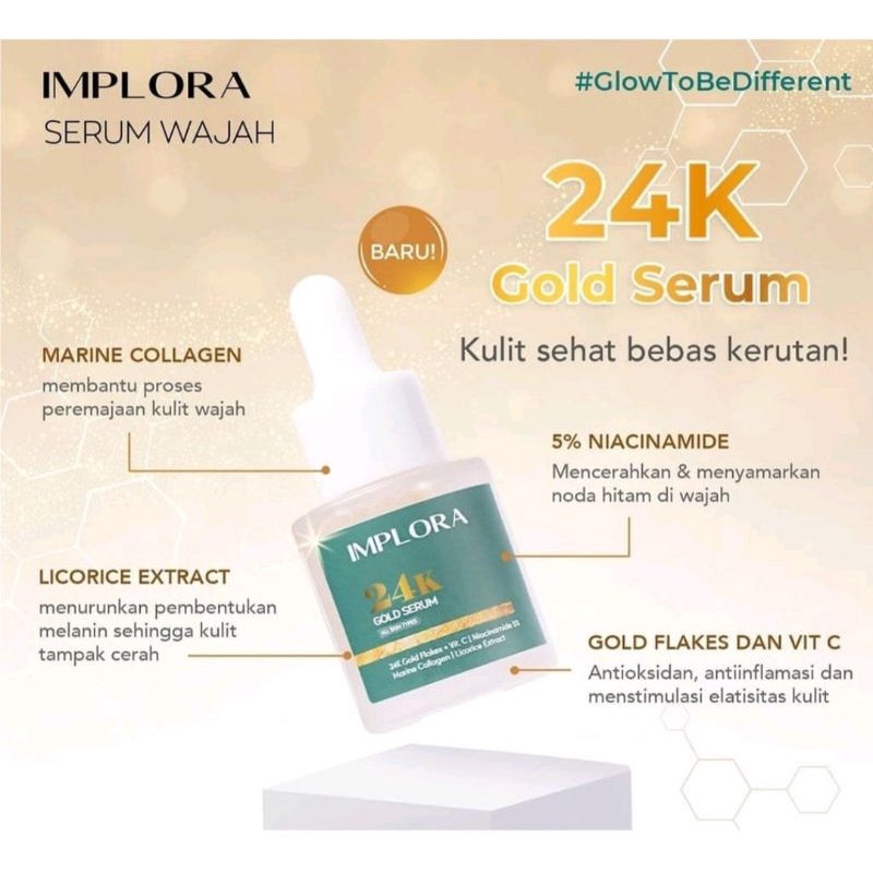 IMPLORA 24K GOLD SALMON DNA BIRDNEST SKIN NOURISH LIPORETINOL BAKUCHIOL MIDNIGHT, LUMINOUS BRIGHTENING, PEELING, ACNE, HYDRATING SERUM