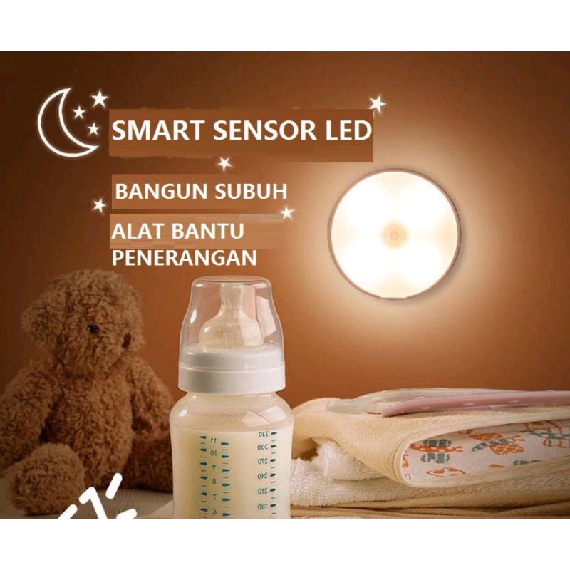 Lampu Tidur LED Sensor Gerak Otomatis Tempel Lampu Lemari Magnetic