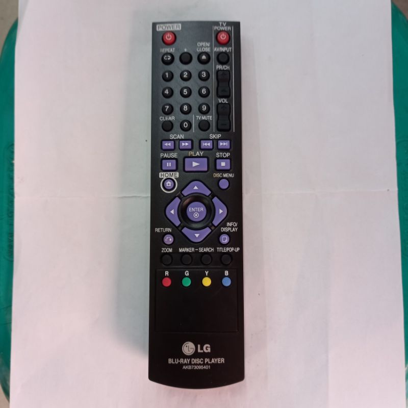 Remote LG Blu - Ray Disc Player Original . AKB73095401 .