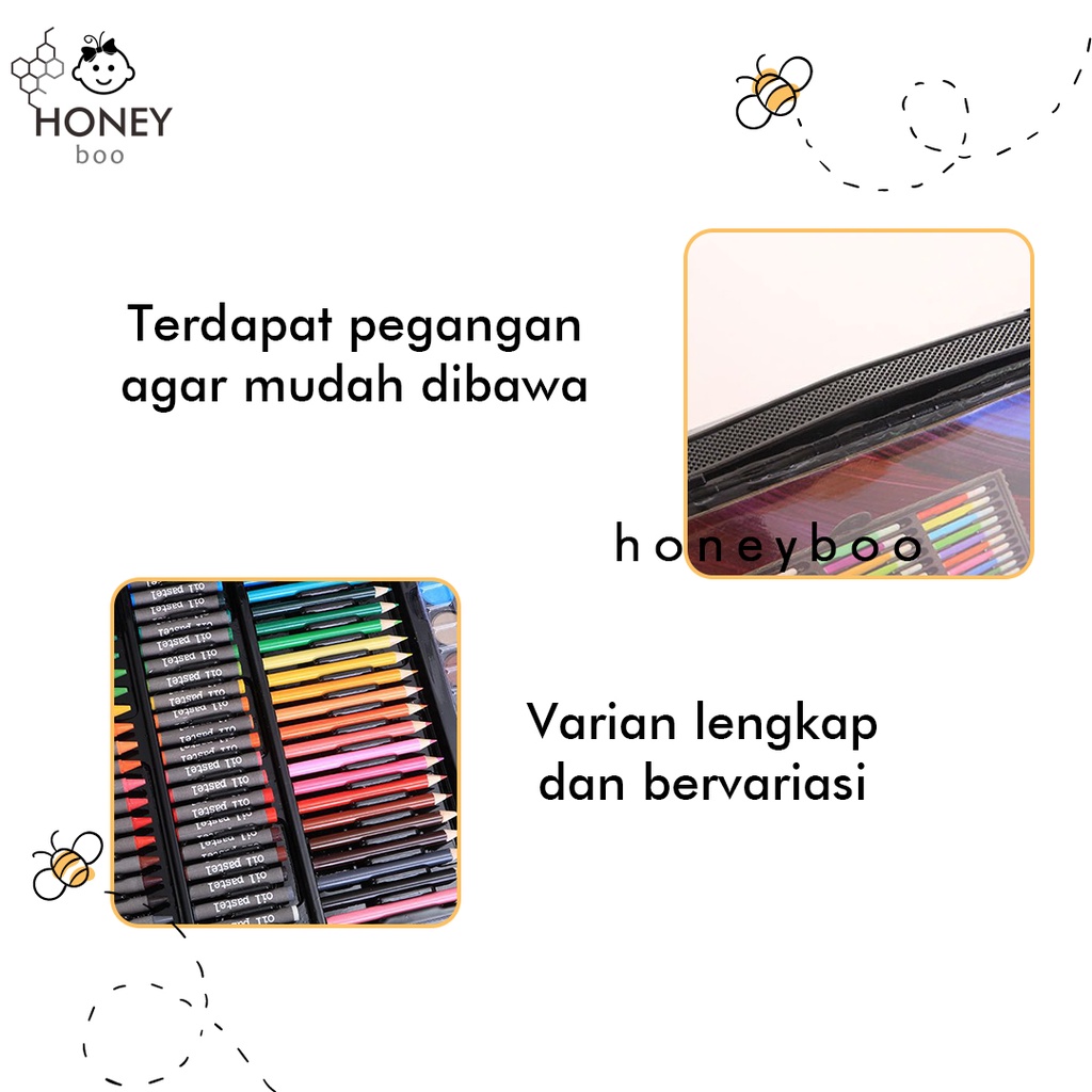 Krayon Anak Set Koper 150 in 1 Crayon Full Alat Melukis Mewarnai Set