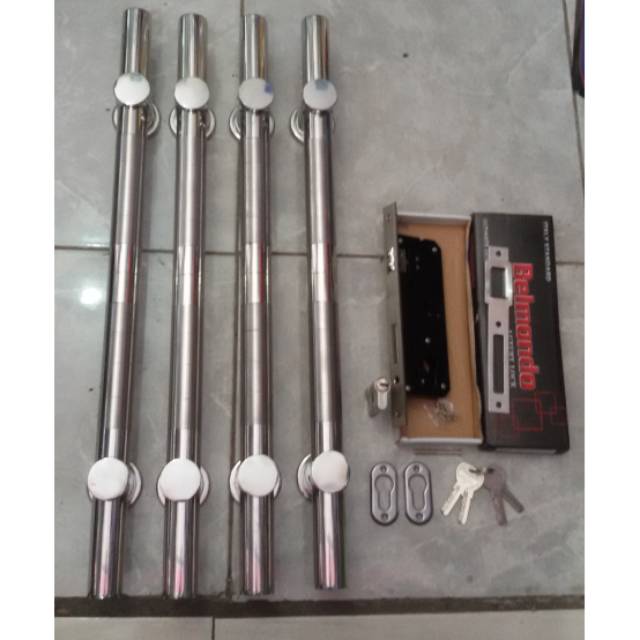 Paket handle pintu stainless 60cm bambu 2set + body pelor