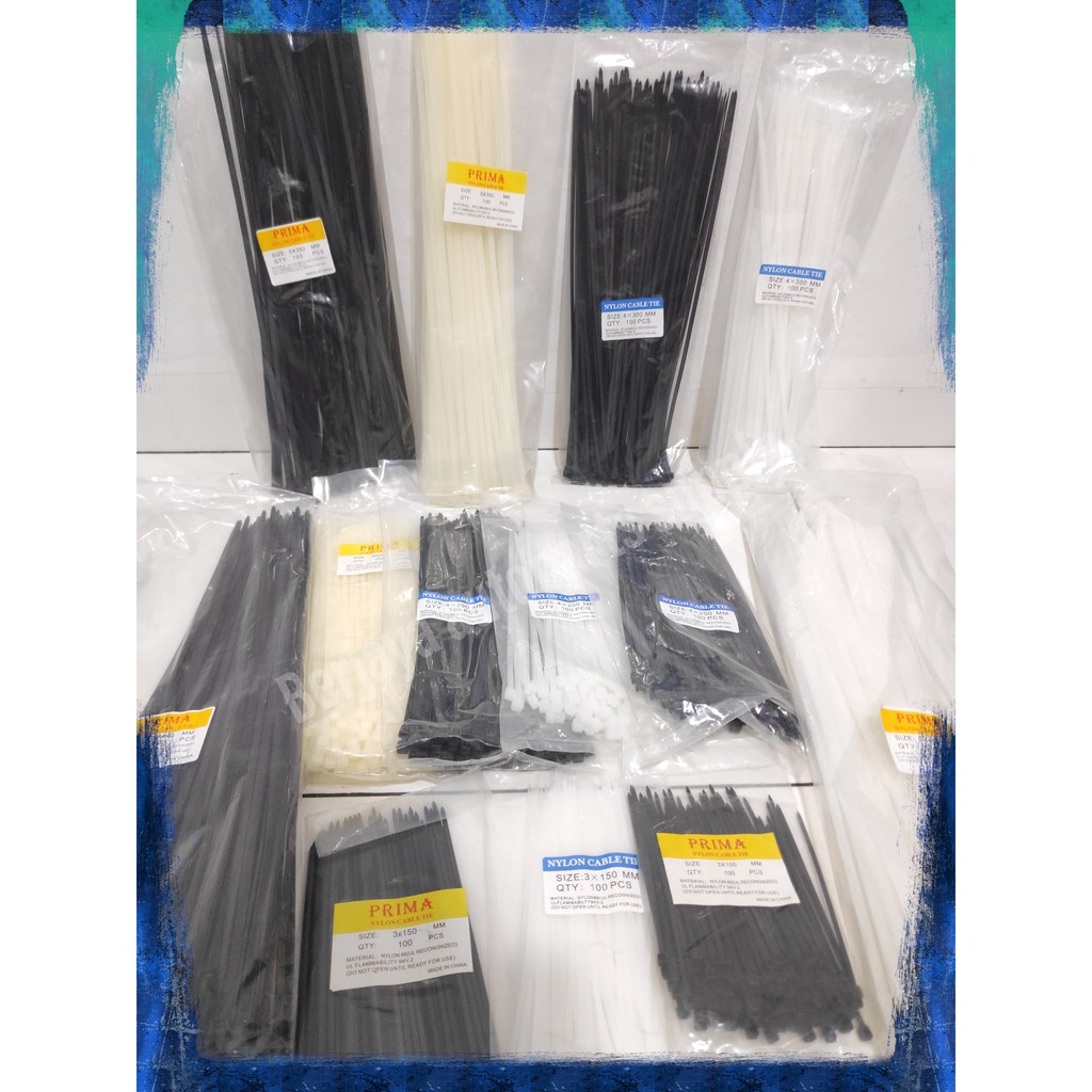 Kabel Ties isi 100bh Putih dan hitam / Cable Tie/ Pengikat Kabel/ Dasi Kable