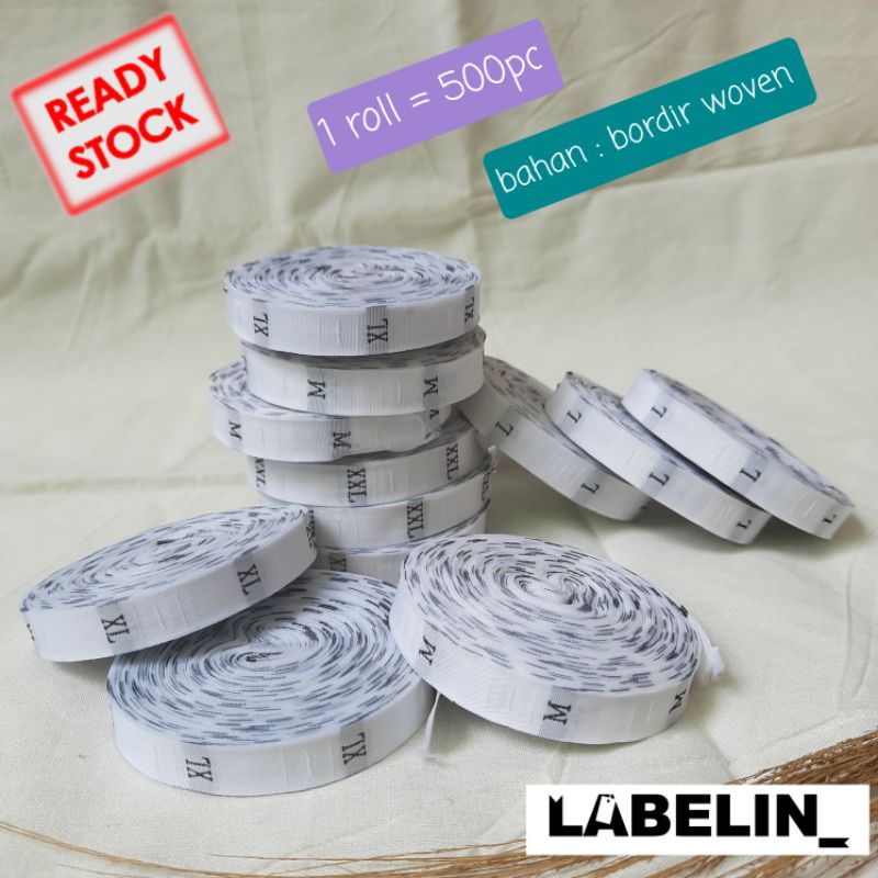 

Label size baju PUTIH bahan Woven Roll (500pc)