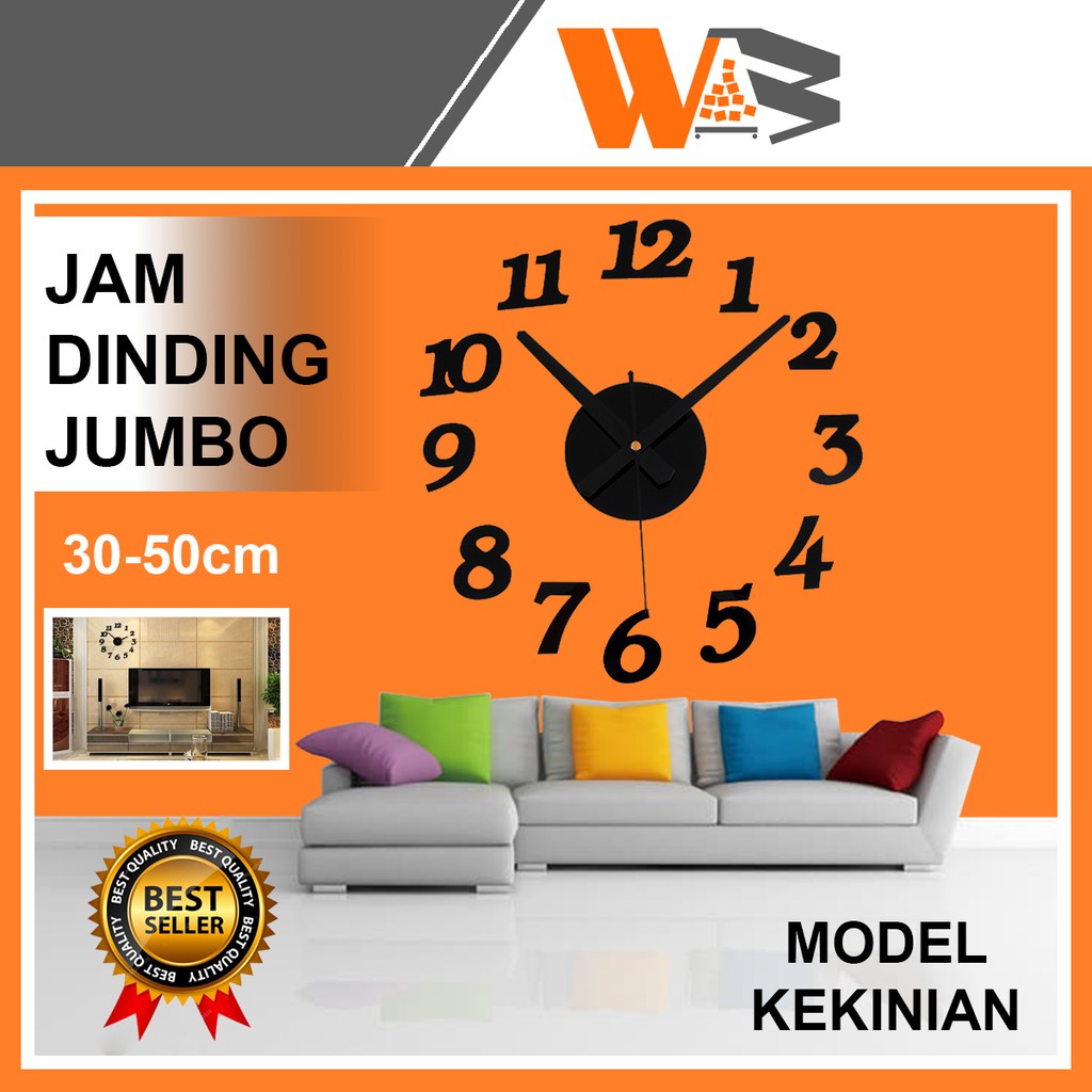 COD DEKORASI JAM DINDING JUMBO DIY GIANT WALL CLOCK BESAR CREATIVE DESIGN DIAMETER 30-50cm