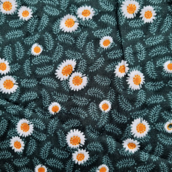 Kain Santung Halus Rayon Santung Motif Bunga Kembang Hijau H11 50cm