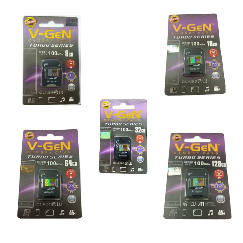 V-GeN MicroSD Card TF 8GB 16GB 32GB 64GB 128GB Class 10 Turbo Memory HP Vgen