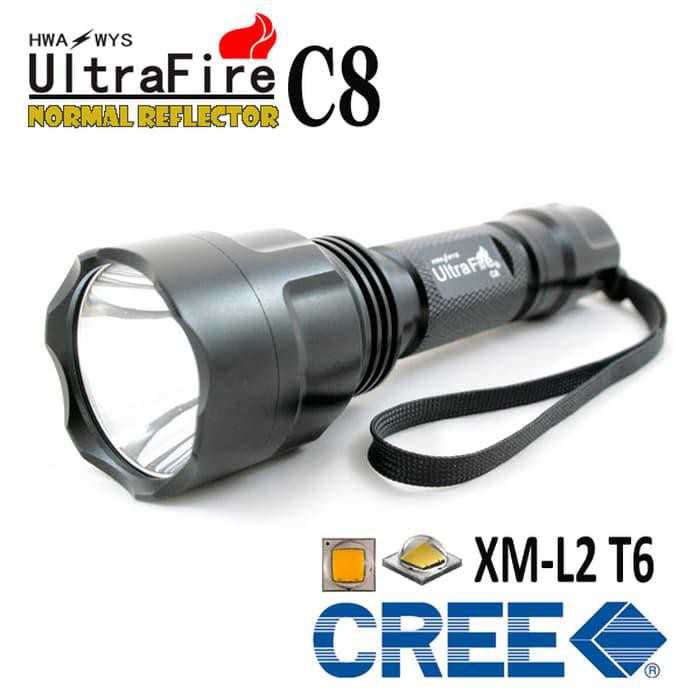 Senter Cree Reflektor | Ultrafire C8 (Normal) | Xm-L2/Xml2 T6