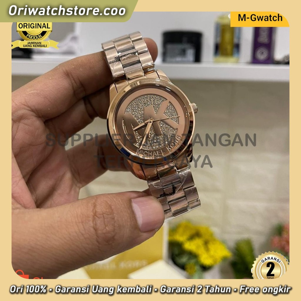 TERLARIS MK 3723 5853 JAM TANGAN WANITA SIZE 38 MM ROSE GOLD BLACK STAINLESS STEEL MG STORE