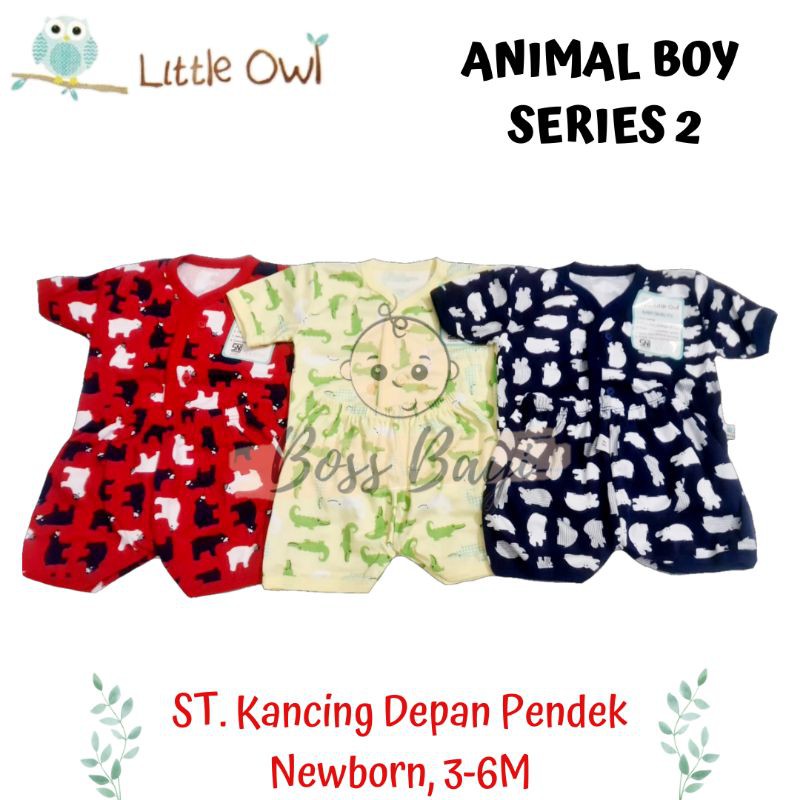 LITTLE OWL Setelan Pendek Kancing Depan Bayi Anak Size Newborn, 3-6bulan Series Boy