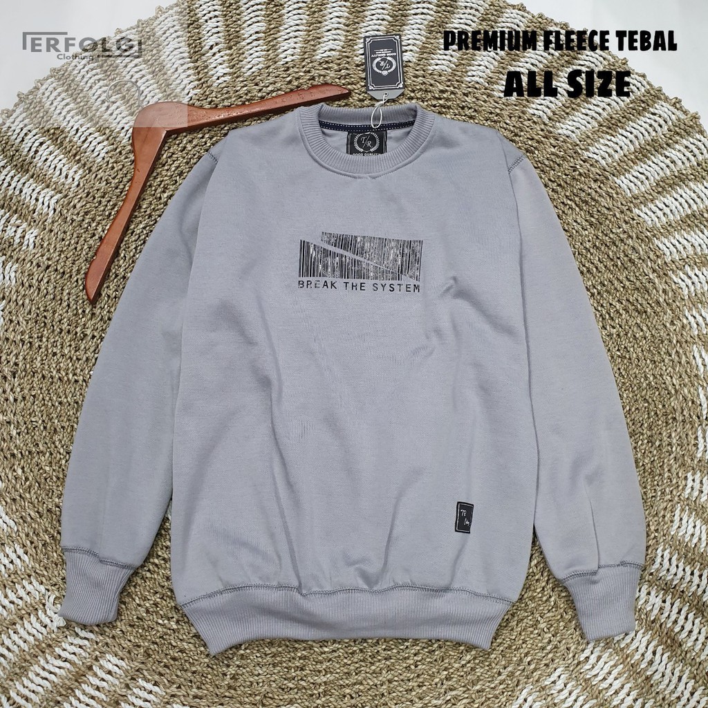 Sweater Crewneck Pria Distro Original Abu Muda Switer Oblong Cowok Brand Lokal Bandung Unisex Ori