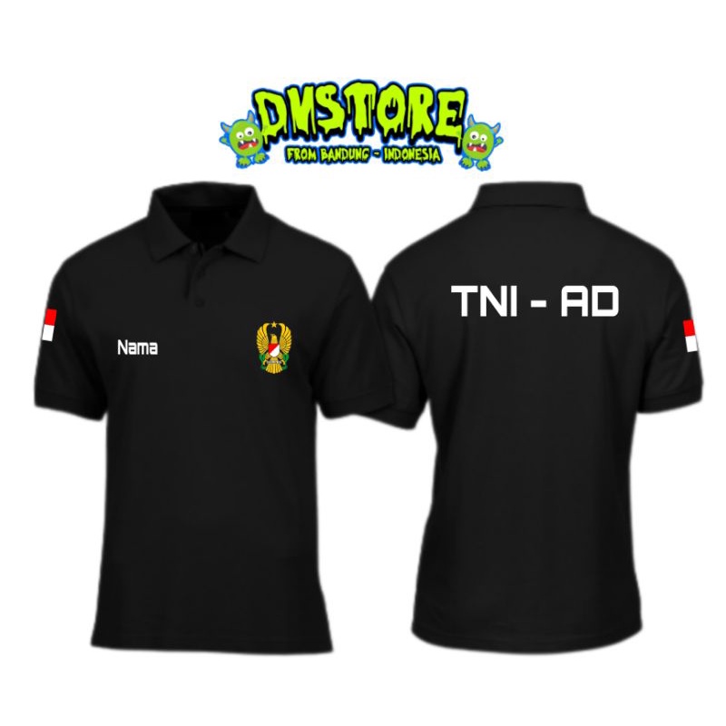 Kaos TNI AD//Kastem Nama Anda//Kaos Tentara//Atribut TNI//Kaos Kerah//Kaos Murah Berkualitas//Baju T