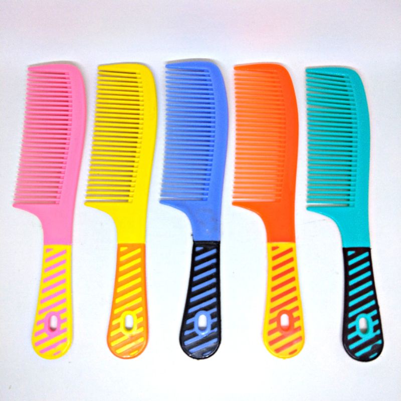 [ERA] Sisir warna cantik gagang bergaris grosir (12pcs)