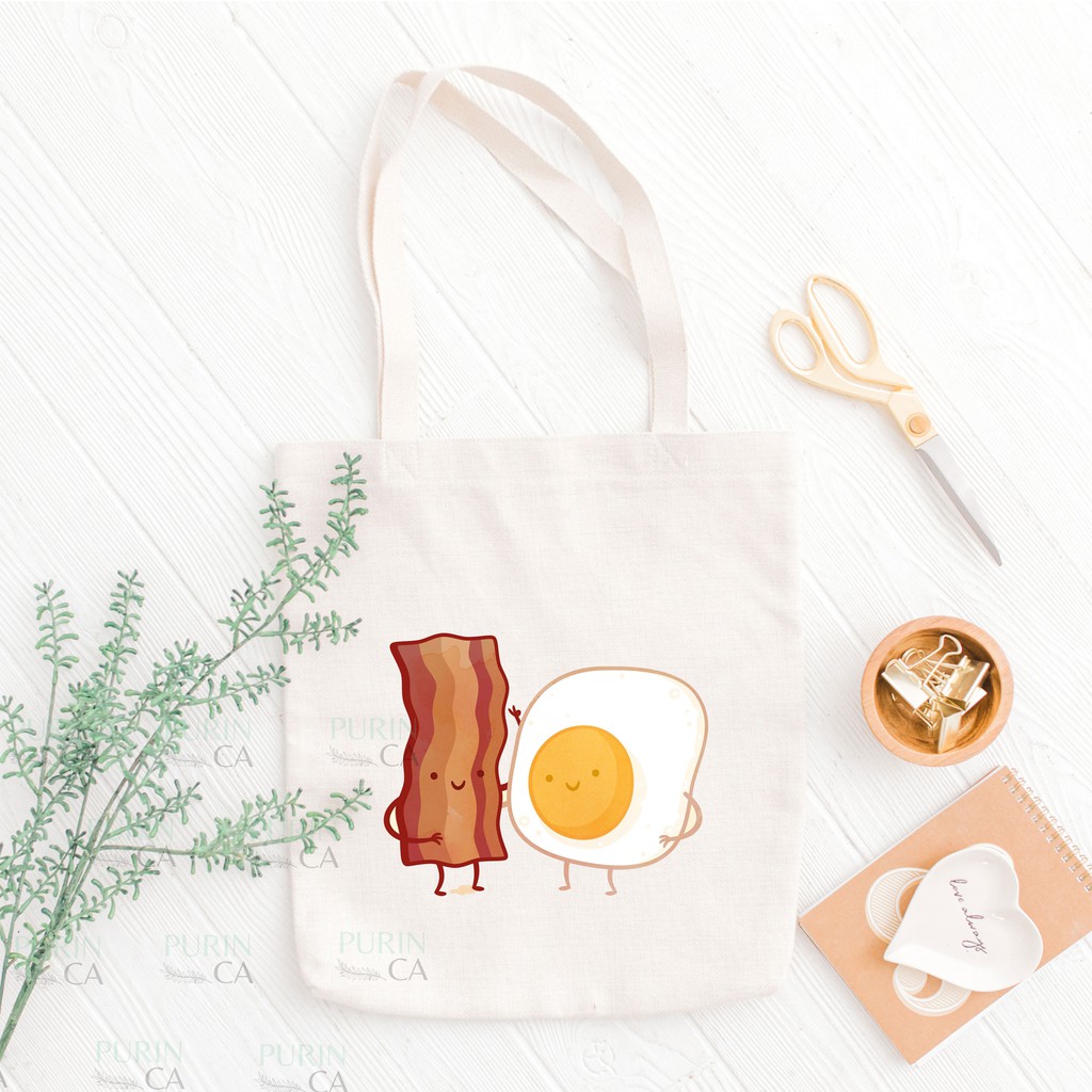 Tote bag Kanvas Motif Makanan Snack Lucu 1