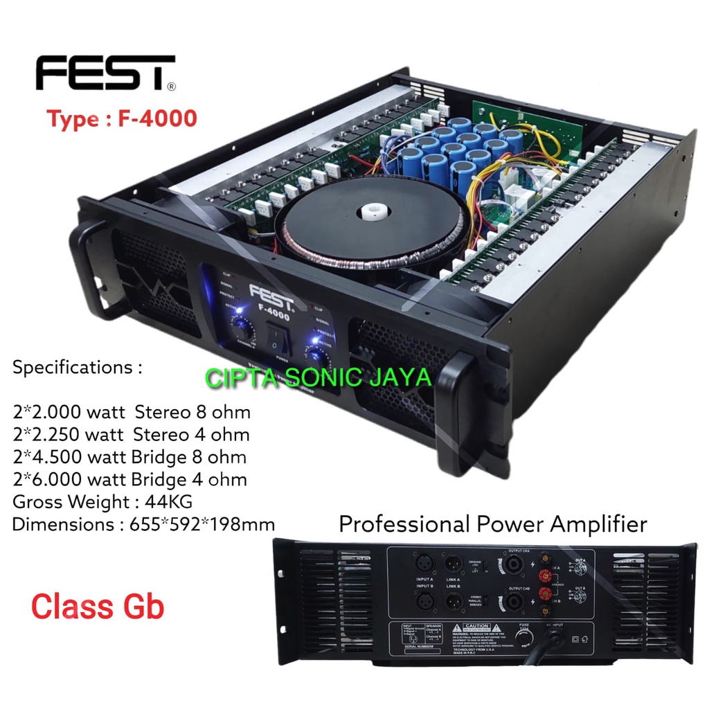 Power amplifier FEST F-4000 / F4000 CLASS GB 2X2000 WATT