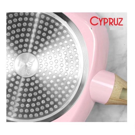 Cypruz FP-0907 Pink Ceramic Square Grill Pan Panggangan Ulir 24 cm