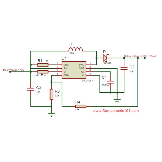 MC34063A Positif to Negatif Konverter DC Converter Pembalik Tegangan