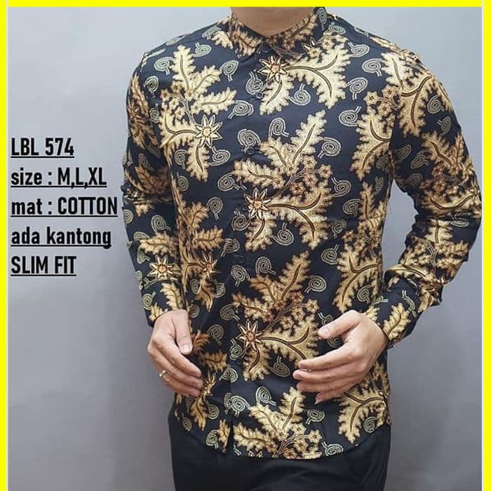 KEMEJA PRIA BATIK LENGAN PANJANG HEM BAHAN KATUN HALUS 40S LBL 574 MEWAH PREMIUM BAJU ELEGANT SIZE M L XL  SKU MS PENDEK JAKARTA PLATINUM