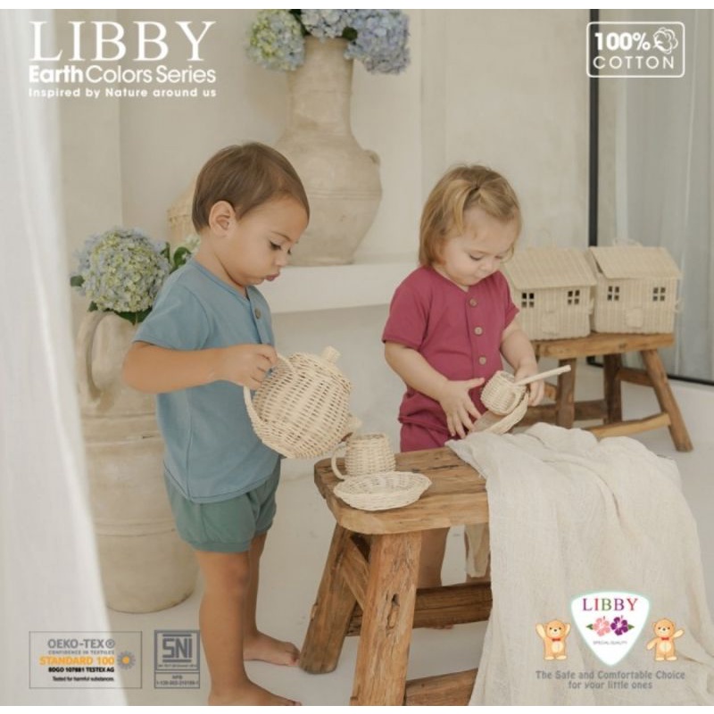 Libby Earth Colors Comfy Series Setelan Lengan Pendek Celana Pendek