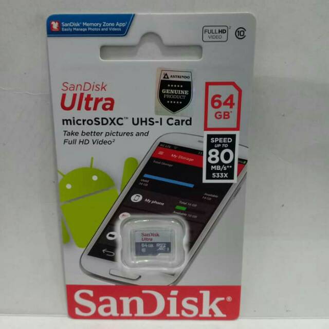 Memory Card Sandisk 64gb Class 10 Original