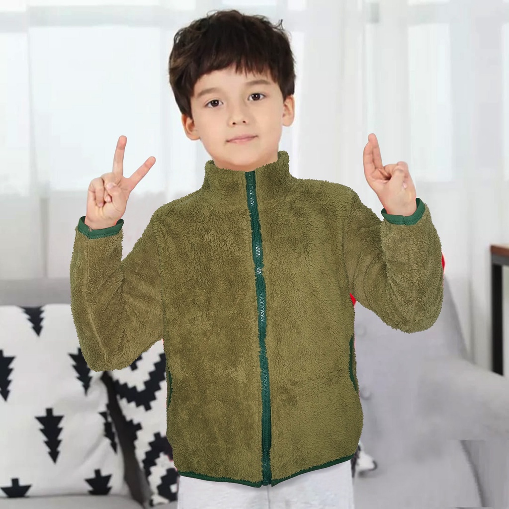 Jaket Fleece Anak Laki-Laki dan Anak Perempuan Bahan Fleece 100% Katun Import Usia 1 Tahun Sampai 12 Tahun