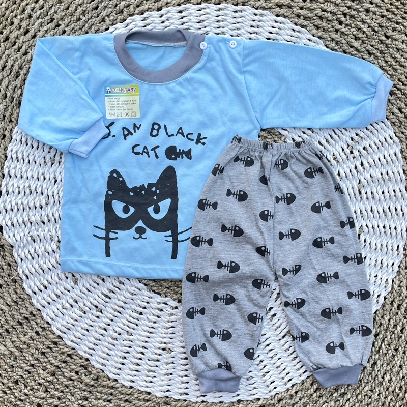 Setelan Baju Bayi Oblong Panjang Baju Piyama Bayi Baju Tidur Bayi Baju Bayi Celana Bayi 3-12bln DNW BABY