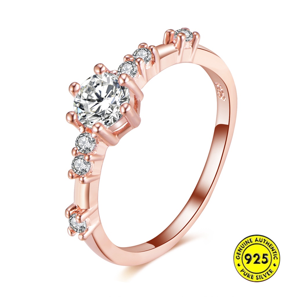 Cincin 925 Sterling Silver 14k Gold Aksen Berlian