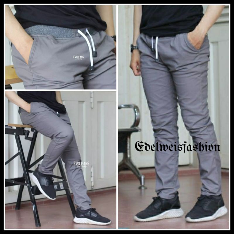 CELANA Pria SLIMFIT Panjang chino KERJA HARIAN HITAM MOCCA ABU GREY KREAM CREAM Sz 27 - 38