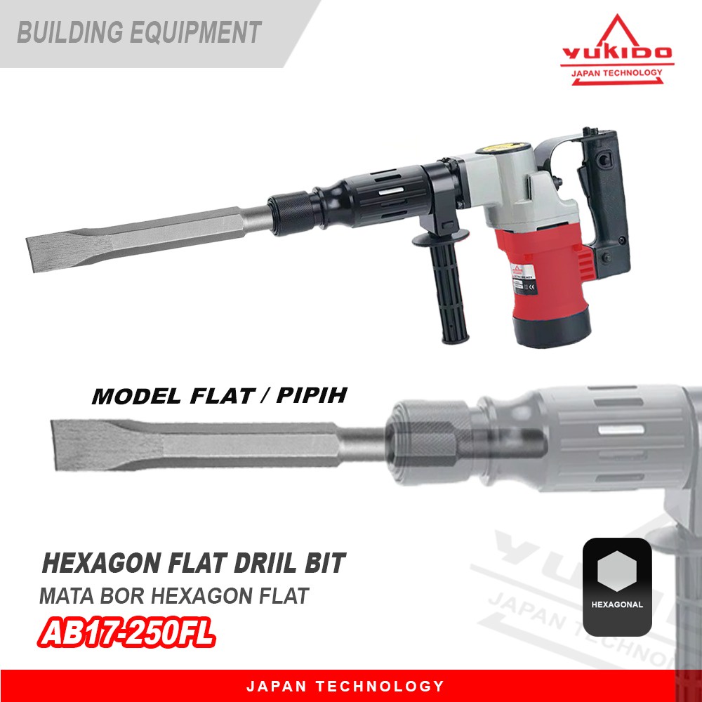 HOT PROMO!! YUkido Mata Bor Bobok Beton Pahat 17MMXP250M Hexagon Flat Chisel