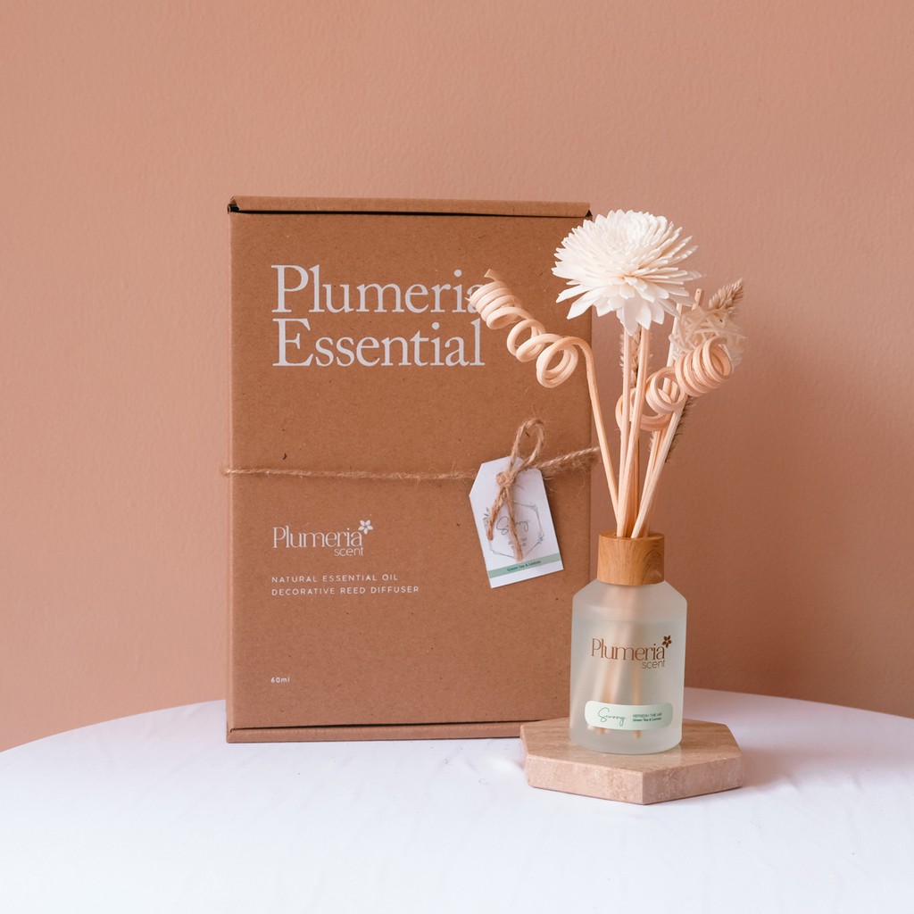 Plumeria Reed Diffuser By Plumeria Scent - Essential Oil - Sewangi (Green Tea & Lemon Oil)