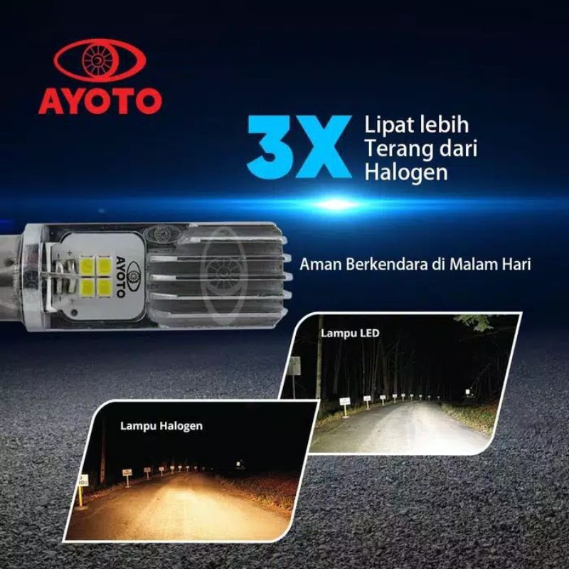 Lampu Depan Motor LED AYOTO M2B H6 AC DC 8 Led Kaki 1