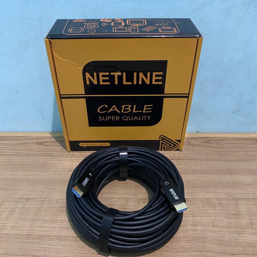 Kabel HDMI 30M Netline Gold Plated Cable HDMI 30 Meter 1080P Versi 2.0 Fiber Optic HDMI