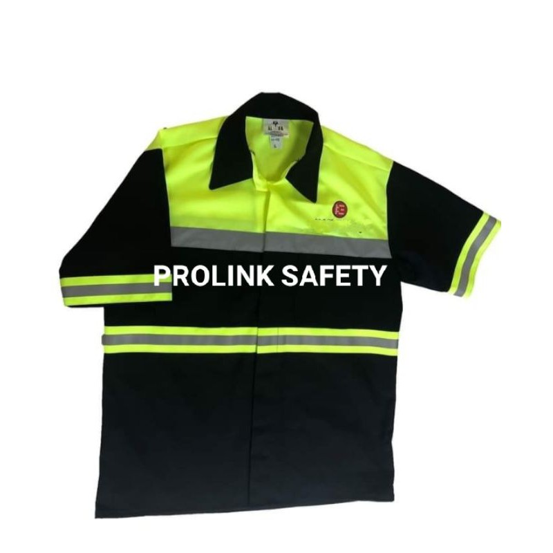 LENGAN PENDEK RESLETING NAVY HIJAU STABILO BAJU SAFETY WEARPACK ATASAN