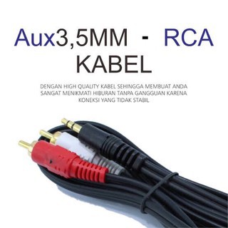 KABEL AUDIO AUX RCA 2 IN 1 PANJANG 1 METER / CABLE AUDIO HANDPHONE TO SPEAKER 2IN1