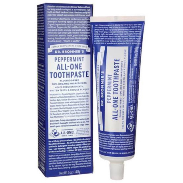 Dr Bronner All - One Toothpaste Peppermint, Spearmint 140g