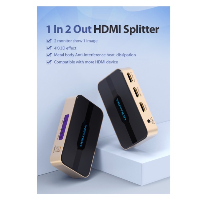 Vention HDMI Splitter 1 Input 2 Output HDMI Screen Duplicate 4K