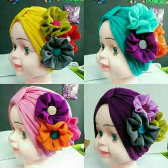 Turban Bunga Tengah / Turban bayi / Ciput Anak / Turban Anak Perempuan Premium
