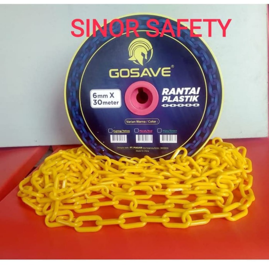 Eceran Per 1 Meter Rantai Plastik Traffic Cone Kerucut Safety 6 MM Merah Dan Kuning