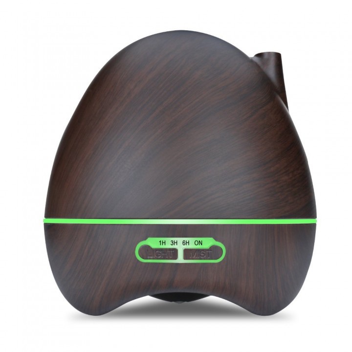 H17 Wooden Humidifier Aroma Diffuser 7 Color LED Light 300ml Black