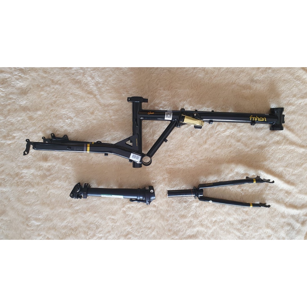 Frame Fork plus Handlepost Fnhon GUST Warna BLACK GOLD 20 22 inch Discbrake Chromlly