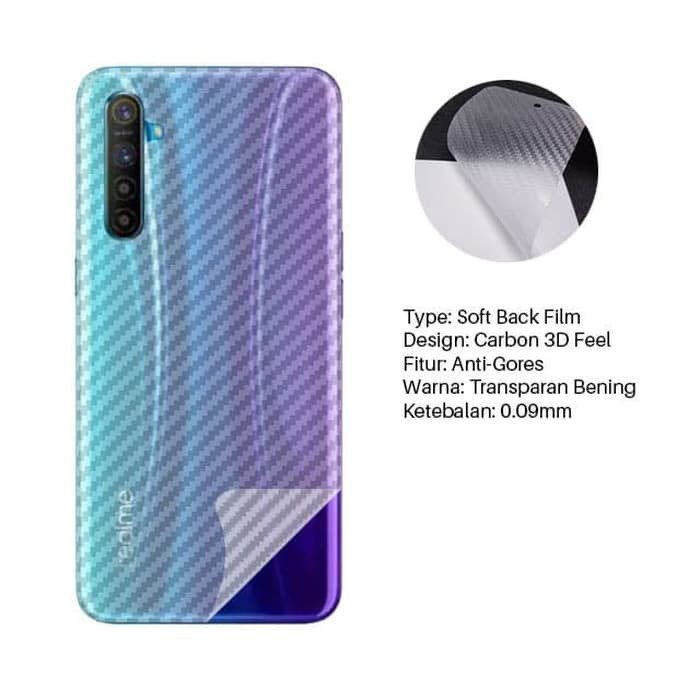 BACK SKIN CARBON HANDPHONE BELAKANG REALME C2, C3, C11, C12, C15