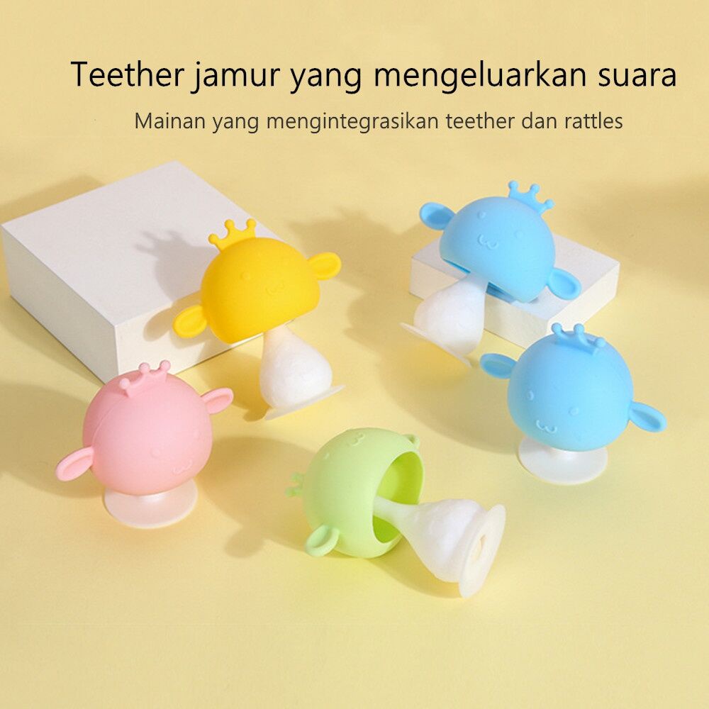 Teether Mainan Gigitan JAMUR Bayi MUSHROOM kerincingan bayi | SILICONE