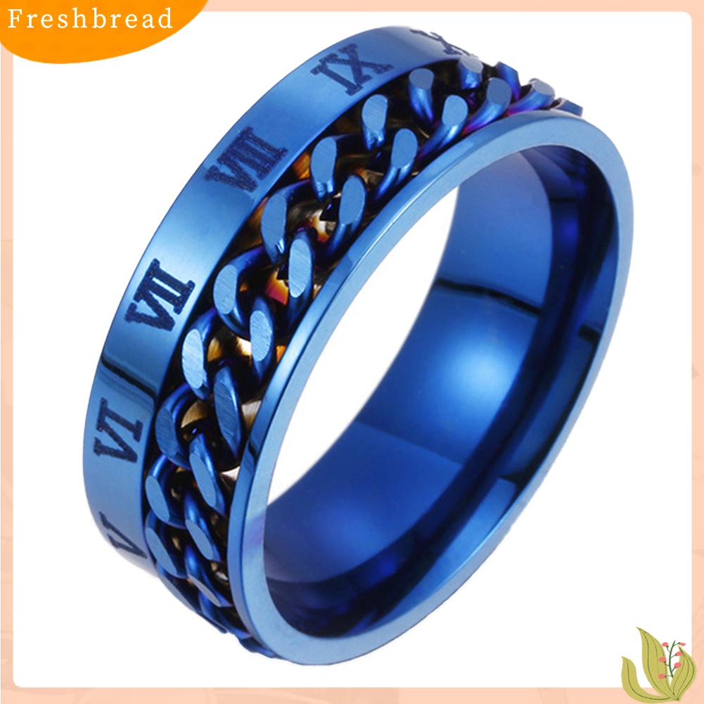 Fresh| Cincin Titanium Steel Model Rantai Twist Angka Romawi Untuk Unisex