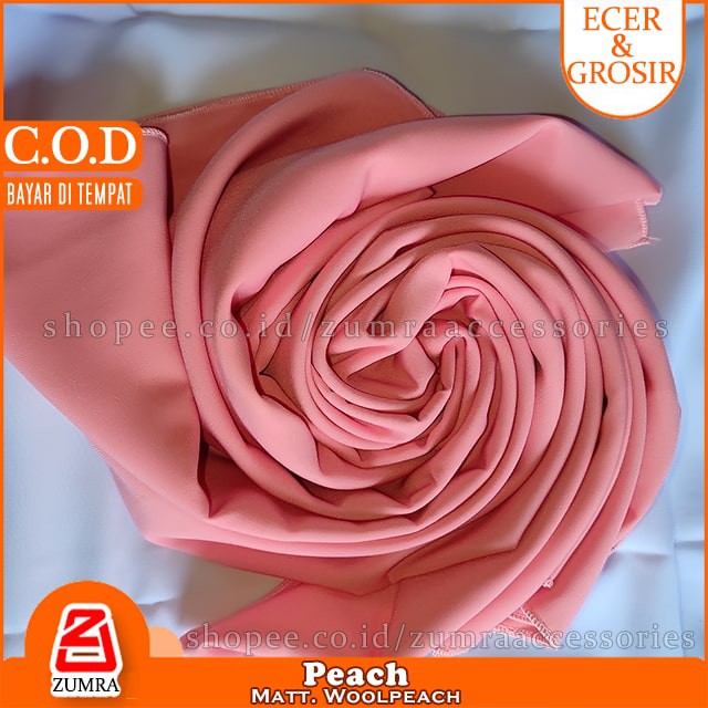 PROMO!!! Jilbab Syari Jumbo Segiempat Woolpeach Square 150 x 150 cm by zumra-Peach