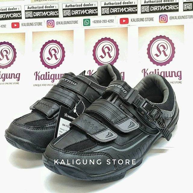 Sepatu Cleat MTB SPORTINO Black Gray- Sepatu Sepeda - Sepatu gowes Murah Bagus - BM Touring