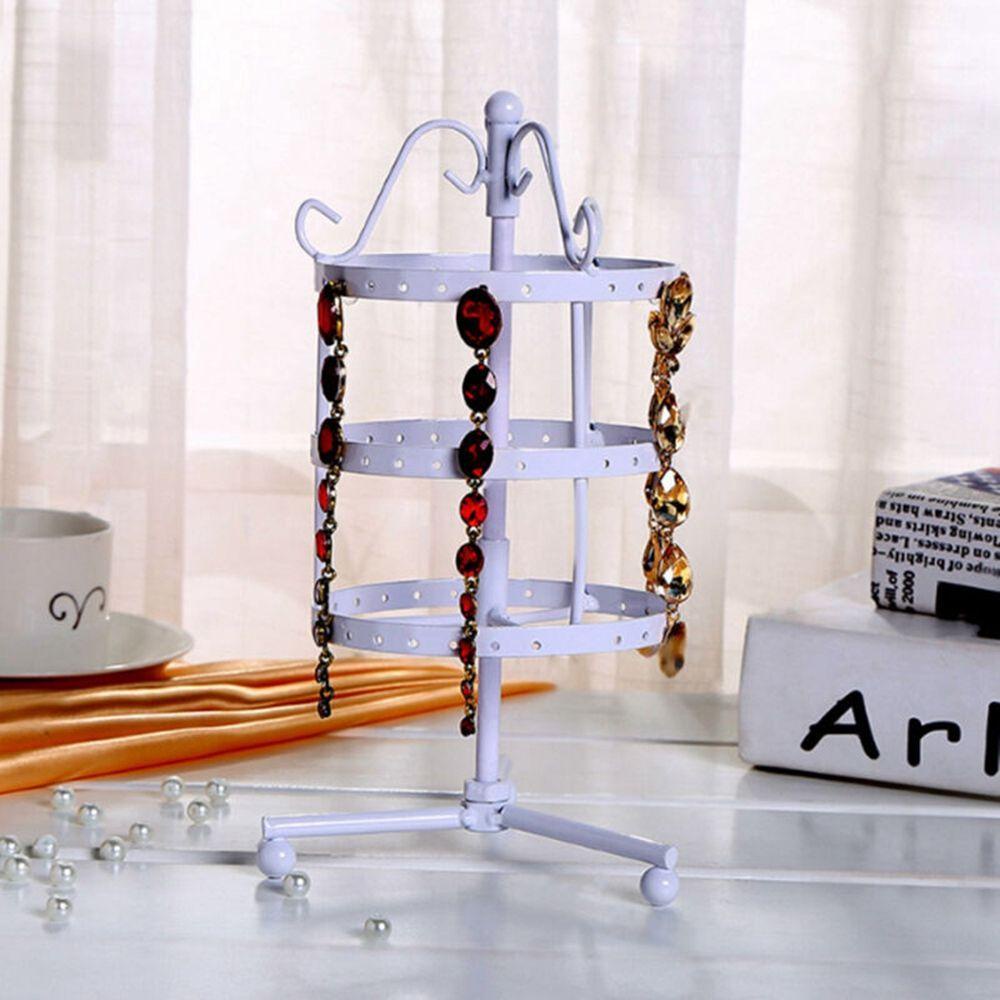 Rak Stand Holder Display Perhiasan Anting Kalung Bentuk Bulat Bahan Logam Untuk Wanita